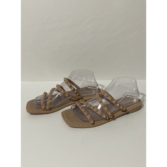 STEVE MADDEN Skyler J Tan Jelly Slip On Studded Slide Sandals Size 7 Square Toe - Picture 3 of 6